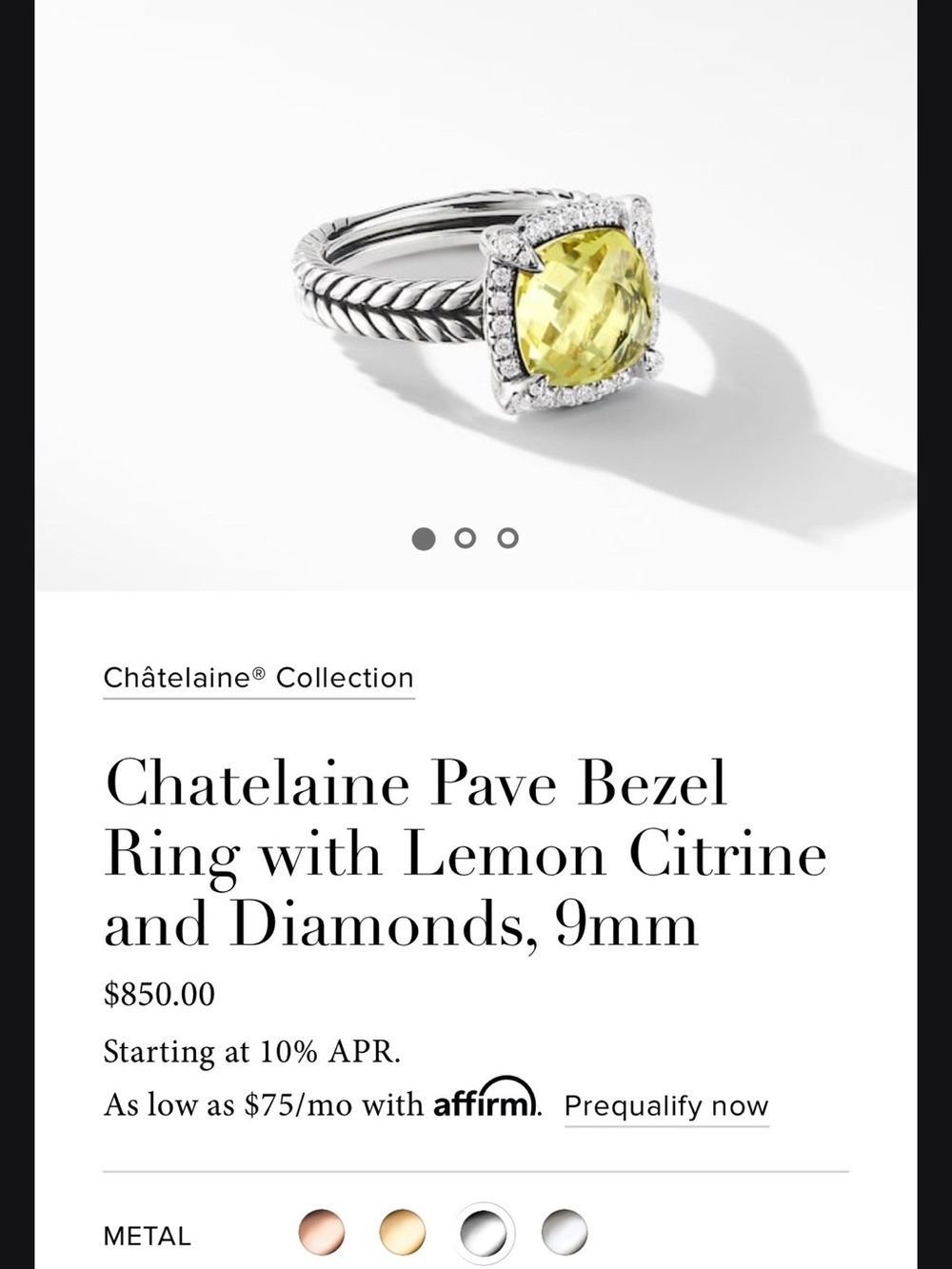 Chatelaine Pave Bezel
Ring with Lemon Citrine and Diamonds, 9mm - Picture 5 of 6